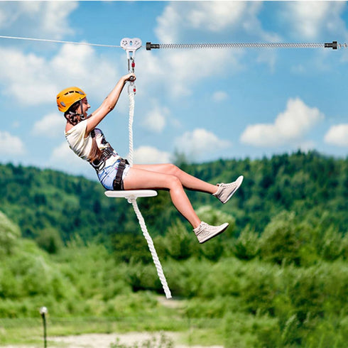 Zipline Spring Brake, 6.5ft Heavy Duty Stainless Steel Stopper for Backyard Zipline