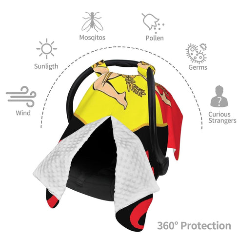 Zhbvncp Flag of Sicilian Trinacria Baby Car Seat Cover & Breastfeeding Nursing Cover - Breathable Stretch Fabric