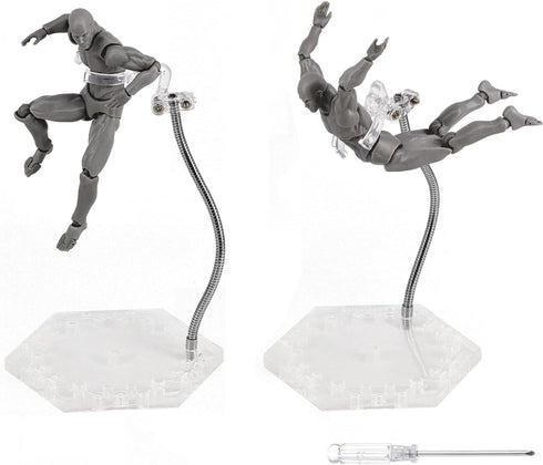 Action Figure Stand with Adjustable Metal Support Arm, Display Holder Base Compatible with HG RG SD SHF Gundam (2Pcs