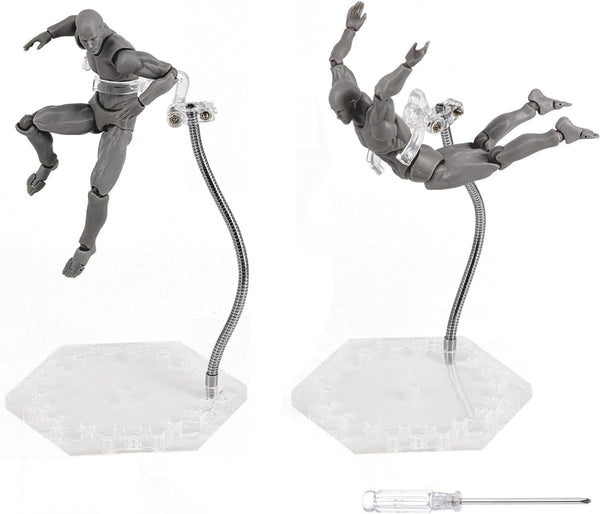 Action Figure Stand with Adjustable Metal Support Arm, Display Holder Base Compatible with HG RG SD SHF Gundam (2Pcs
