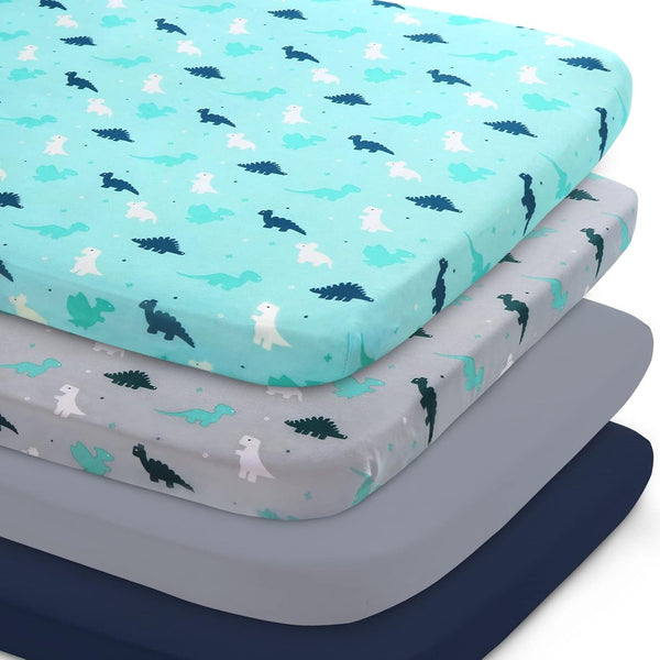 Mini Crib Sheets Set, 4 Pack - Portable Sheets (38" X 24")