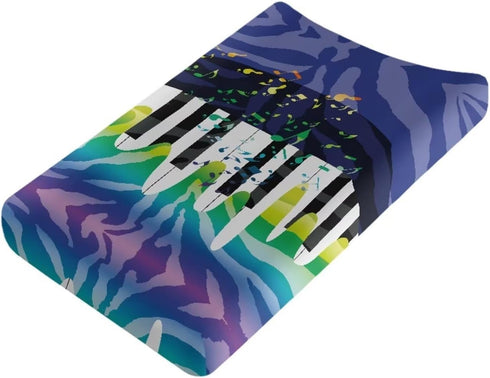 Wideasale Colorful Piano Music Notes Print Changing Pad Covers for Baby Girls and