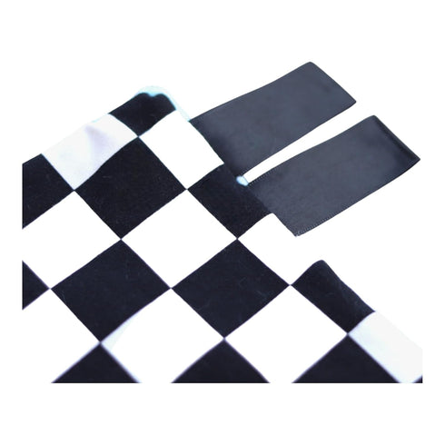 Black & White Check Mini Blanket with Blue Pacifier Holder