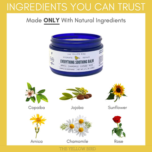 Yellow Bird Natural Soothing Foot & Body Balm, Organic Itch Relief Cream, Baby Diaper Balm