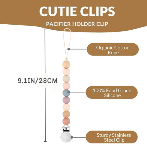 BebeBiu 2 Pack Dummy Pacifier Clips, Silicone Pacifier Clip for Baby Boys and Girls, Baby Pacifier Strap with Silicone