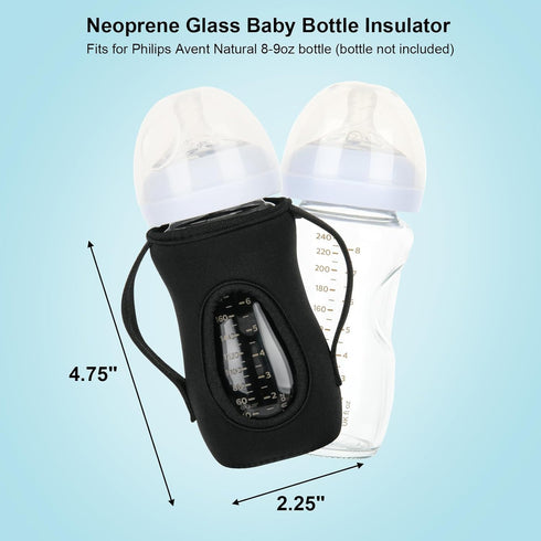 Beautyflier 2PCS 8 oz 3.3mm Sleeve Covers for Philips Avent Glass Natural Baby Bottle, Reusable Insulator, Thicken Heat