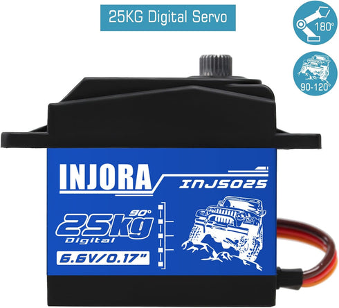 INJORA RC Servo 25KG Digital Servo, High Torque RC Parts for 1:10 RC Crawler VP VS4-10 SCX10 Pro SCX10 TRX4 D90