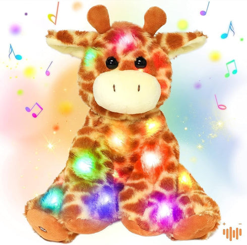Hopearl LED Musical Stuffed Giraffe Lighting Up Singing Plush Toy Adjustable Volume