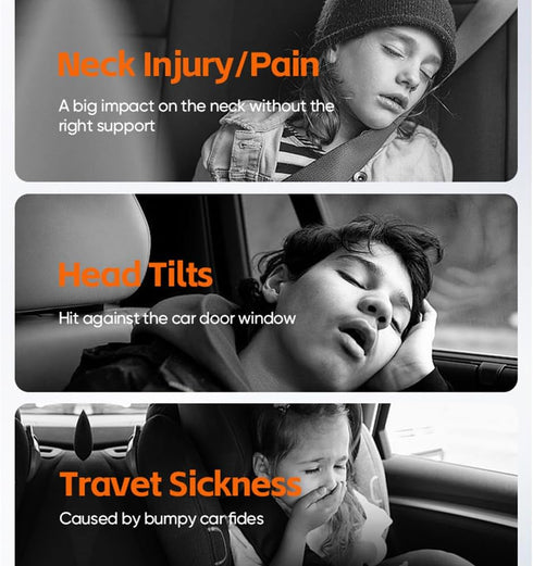 360 (1 Car Headrest Pillow with Hook, Adjustable Car Seat Neck Support with Memory Foam & Ice Silk, Rotating Travel