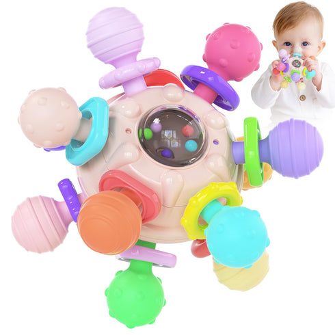 Baby Teething Toys for 0-6 Months, Montessori Sensory Teether for 0 3 6 9 12 Months, Educational Rattles for Newborns