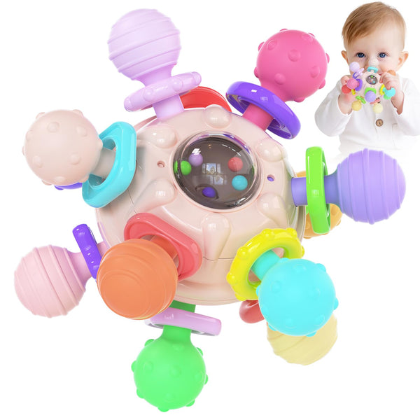 Baby Teething Toys for 0-6 Months, Montessori Sensory Teether for 0 3 6 9 12 Months, Educational Rattles for Newborns