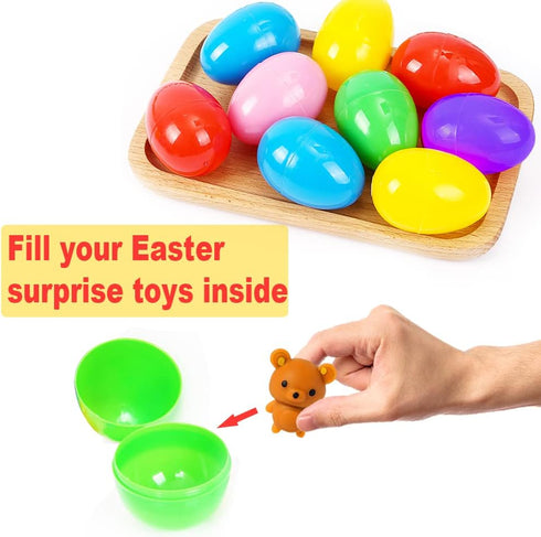 UMEELR 150PCS 2.4" Plastic Easter Eggs, Empty Eggs Fillable, Colorful Bright Egg Bulks for Easter Hunt Party Favor