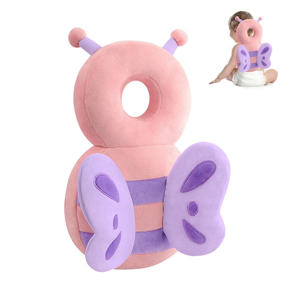 Newvenper Baby Head Protector Backpack, Toddler Padded Carrier With Elasticated Wear (Pink Butterfly)