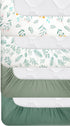 FIGEPO 4 Pack Sage Green Fitted Nursery Sheets Breathable Neutral Unisex Baby Sheets for Boys or Girls with Leaf