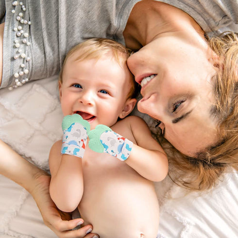 2 Pack Silicone Teething Mitt, Safe Infant Teething Mitten for Pain Relief, Prevent Scratches, 0-12 Months