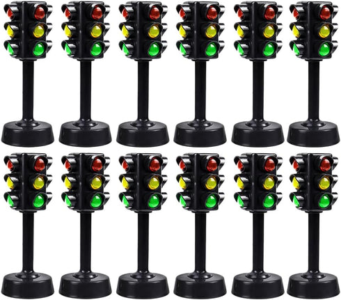 Toddmomy 12pcs Sound Child Traffic Play, Light Sand Learning Signs: Model Signs Signals Mini Toddler Toy
