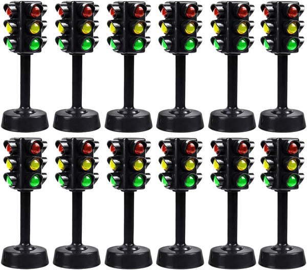 Toddmomy 12pcs Sound Child Traffic Play, Light Sand Learning Signs: Model Signs Signals Mini Toddler Toy