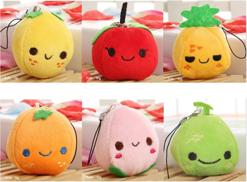 6 Pcs Soft Mini Plush Fruits - Colorful Stuffed Fruits Lovely Peach, Orange, Pineapple, Cantaloupe for Toddlers,