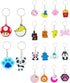 100pcs Cartoon Keychain for Kids Party Favors, Mini Cute Keyring for Classroom Prizes, 20 Colors