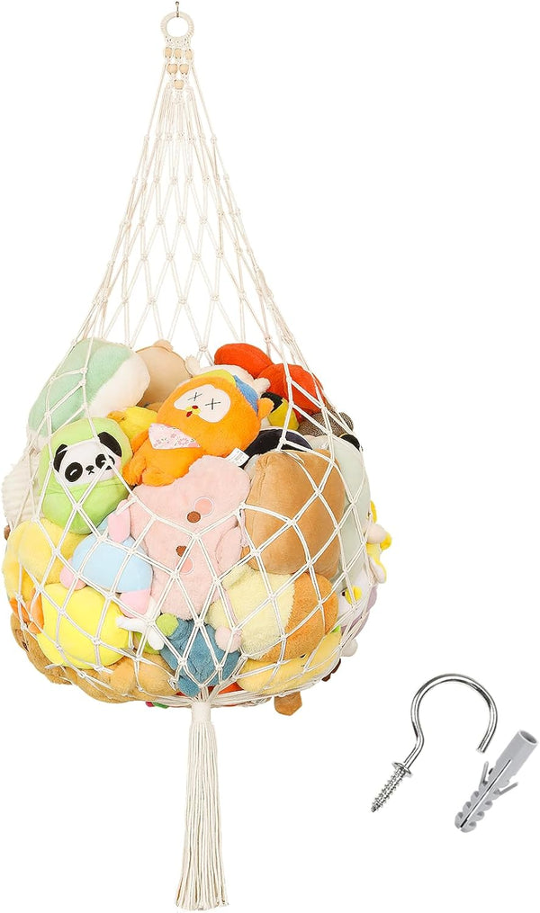 Poefditev Stuffed Animal Storage Hammock Plushie Net Large Stuffed Animal Net Corner for