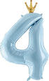 Number 4 Balloon with Crown, 40 Inch Large Blue Balloons for 4th Birthday Party Decorations Supplies Sign Decor
