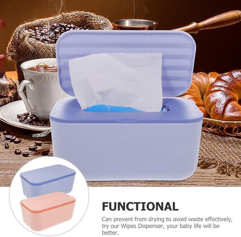 Sturdy Plastic Tissue Box Cover - Rectangle Wipes Storage with Sealing Lid