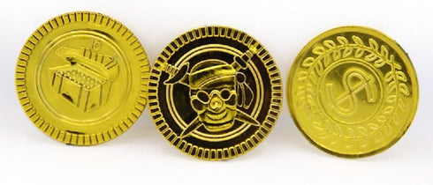 100Pcs Plastic Play Coins Gold Pirate Treasure Hunt Coins - Toys for Kids Party Theme Props & Decoration