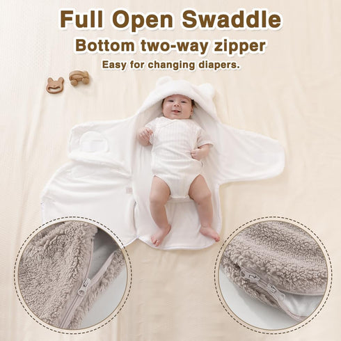 0-3 AiWMGL Baby Winter Fleece Swaddle Blanket Months Boys Girls Warm Adjustable Newborn Swaddling Wrap Soft Plush