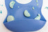 Baby Silicone Bibs Set of 3, Muted Blue, Waterproof, Durable, Adjustable for Infant Toddler Feeding