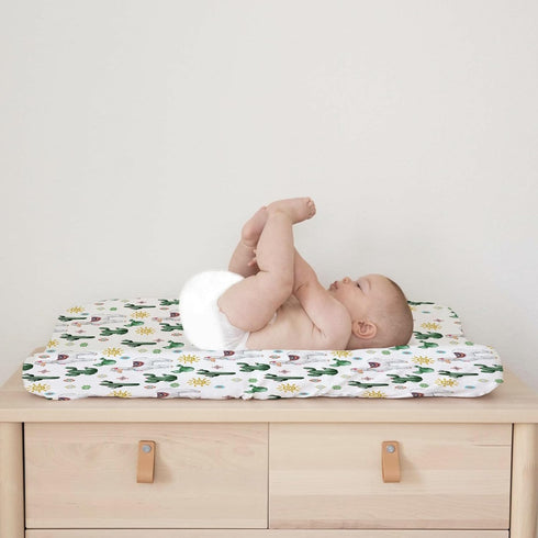 Cute Llama Changing Pad Cover, Funny Cactus Leaves Sun, Soft Breathable Stretch Fitted Sheets for Boys Girls 32''x16''