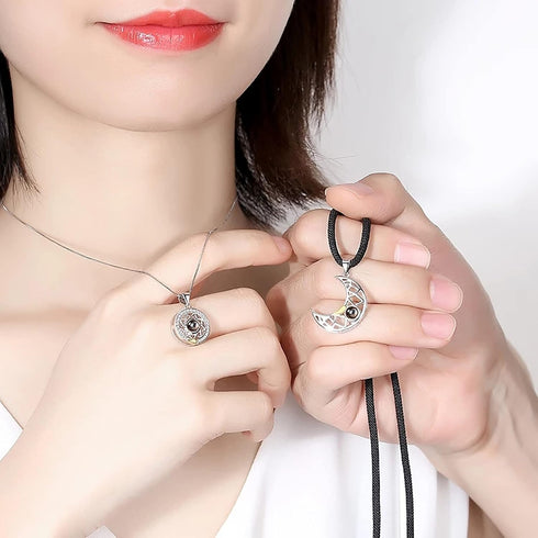 Couple Bracelet Long Distance Matching Heart Necklaces Set for Bf Gf Couples Jewelry Gifts for Him Her Wedding 2024