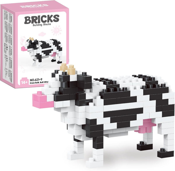 QISHOUTING Cow Mini Building Toy for Kids, Farm Animals Mini Building Blocks