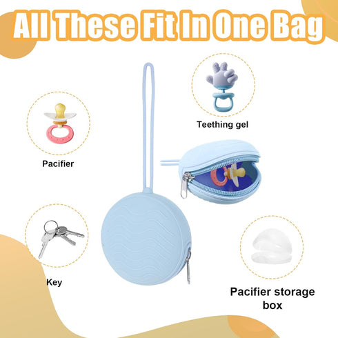 Jeqqinuz 2 Pack Pacifier Holder Case, BPA-Free Silicone Portable Pacifier Case Holder Pouch for Baby Boys & Girls