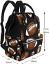 ZSUUGJ Backpack Brown Football On Black Printed Diaper Bag Baby Bag Multi Function Baby Changing Bags For Travel