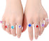 12 pcs Girls Crystal Adjustable Rings, Princess Jewelry with Heart Shape Box for Dress Up