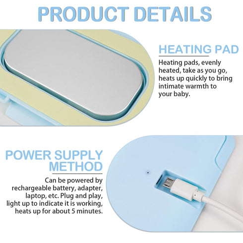 LNQ LUNIQI Baby Wipes Warmer Portable Baby Wet Wipes Dispenser Fast Heating Wipes Warmer for Home Car Travel Blue