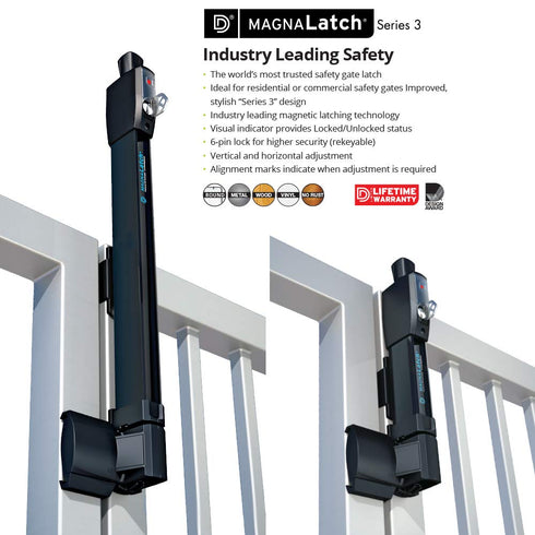 D&D TECHNOLOGIES MagnaLatch ML3RPK Round Post and Chain Link Gate Latch Adapter Kit for Safety Gate Latches