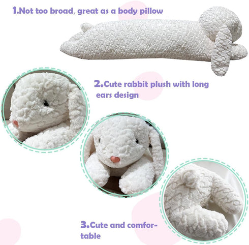 Hofun4U (White,35 inch) Rabbit Plush Pillow, Rabbit Stuffed Animal, Rabbit Plush Long Body Pillow for Kids Adults