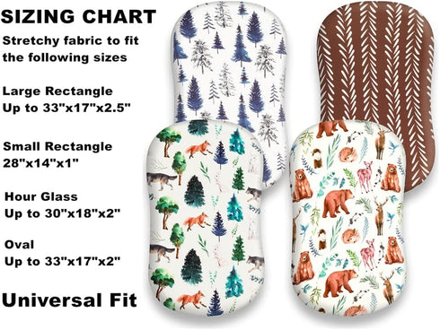Jola's House 4 Pack Set Bassinet Sheets Woodland Forest Animals Wood Neutral Unisex Fitted Baby Bassinet Sheets