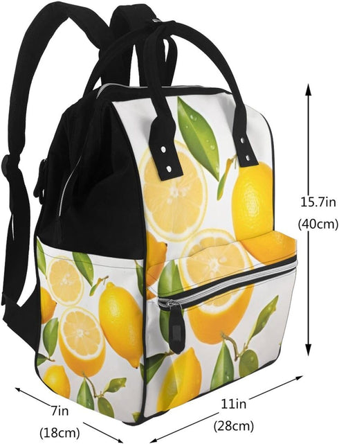 HCBPWVQA Backpack Daypacks Backpack Mommy Fresh Lemon Diaper Bag with Changing Pad and Pacifier Holder, Multifunction