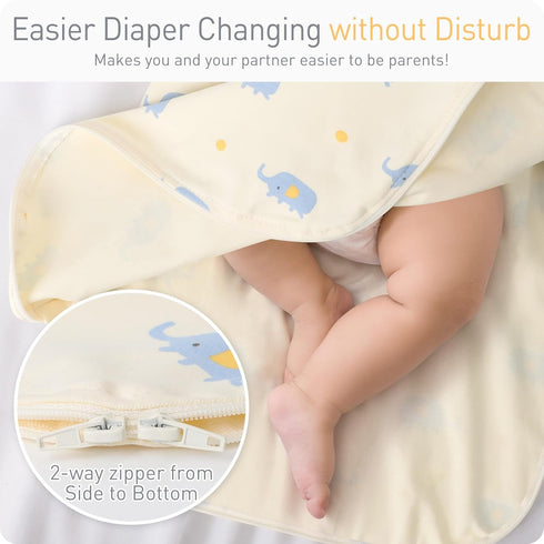 0-3 2-Way Organic Cotton Transitional Baby Swaddling Sack Soft with Arms Up & Sleeves Months, Mitten Cuffs, Zipper