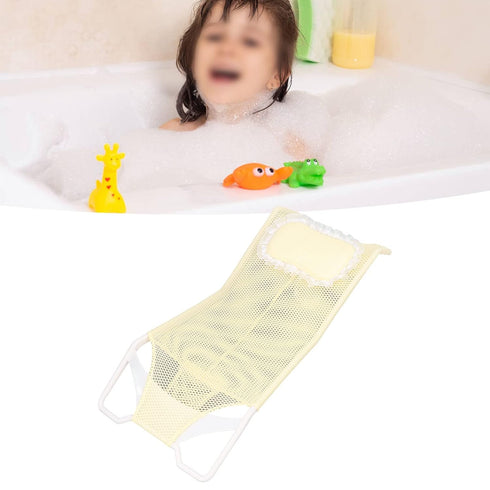 Shanrya Baby Bath Tub Net, Baby Bath Seat, Safe Skid Resistance Lightweight Stretchable Soft Touch Yellow Bathtub