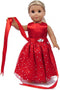 18 Inch Girl Doll Clothes and Accessories - Beautiful Red Dress with Dots Outfit