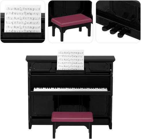 Piano Keyboard Toy for Kids Miniature Dollhouse Piano Model Musical Educational Toy for Fairy Garden Black