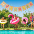 Hello Summer Burlap Banner Rustic Summer Decoration with Flamingo Pattern for Pool Party, Beach Party, Barbecue