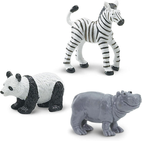 11 3+ Safari Ltd. Zoo Babies TOOB - Figurines: Zebra, Panda, Hippo, Chimpanzee, Rhino, Alligator, Gorilla, Elephant