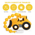 3 (Bulldozer) Baby Construction Vehicles Teething Toys,Food Grade Silicone Teether with One-Piece Pacifier Clip