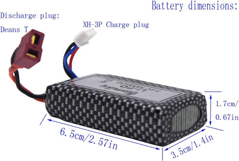 Blomiky 1 Pack 11.84Wh 7.4V 1600mAh T Connector Plug Li-Po Battery with USB Cable for 9125 RC Truck Cars