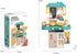 Kitchen Playset Pretend Food Kit by Serena&Jewel - 53 PCS Toy Accessories Set with Real Sounds & Light, Blue
