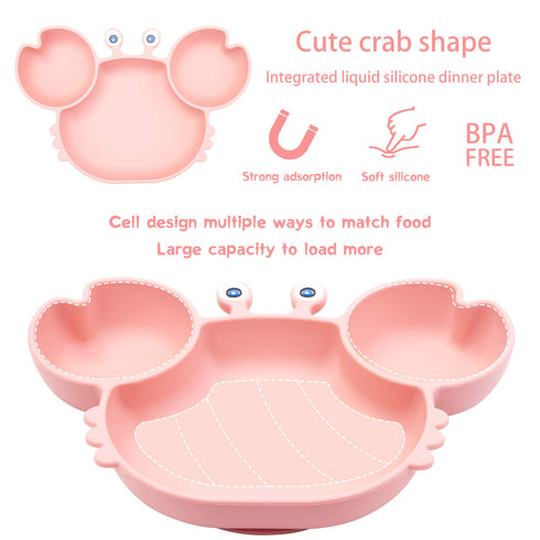 Silicone Suction Plate for Toddlers - Self Feeding Divided Dish and Bowl for Baby, Fits Most Highchair Trays, BPA Free